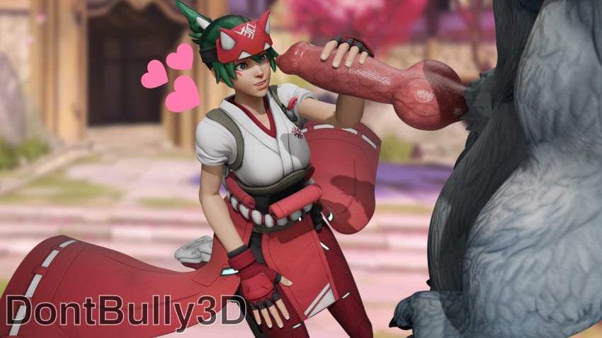 1boy 1boy1girl 1boy1girls 1girl1boy 1girls 3d 3d_(artwork) anthro anthro_on_human asian asian_female blender blender_(artwork) blender_(software) blizzard_entertainment canine canine_genitalia canine_humanoid canine_on_human canine_penis clothed_female_nude_male dont_bully_(artist) green_hair hand_on_penis kiriko_(overwatch) kiriko_kamori light-skinned_female light_skin overwatch overwatch_2 partially_clothed partially_clothed_female smile stroking_penis touching_penis werewolf wolf