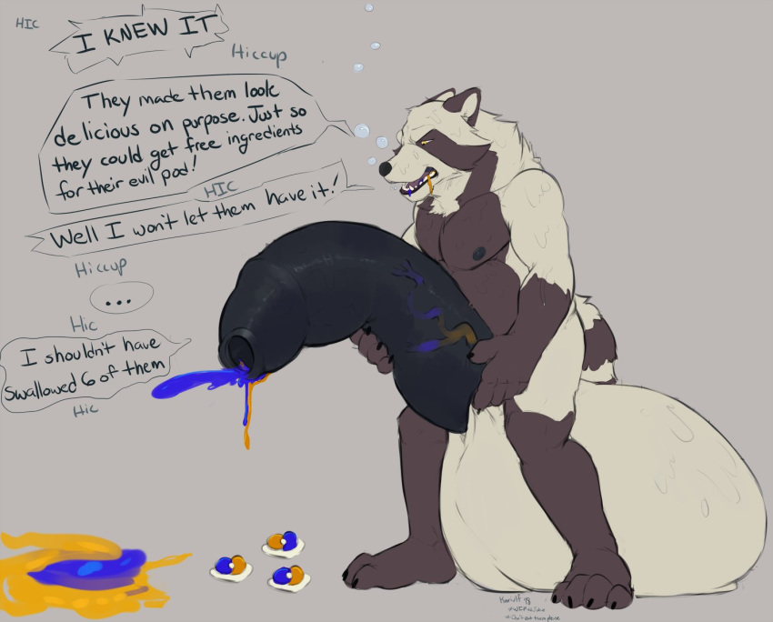 2018 anthro balls big_balls big_penis cum cumshot dialogue ejaculation english_text foreskin fur goo half-erect huge_balls humanoid_penis hyper hyper_balls hyper_penis keith koorivlf male nipples nude open_mouth orgasm penis soap solo teeth text uncircumcised uncut vein vore