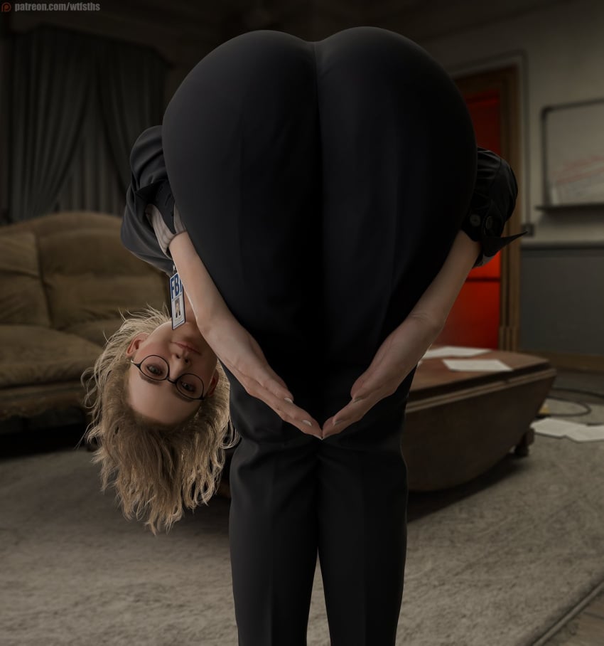 1girls 3d 3d_(artwork) amen_pose ass ass_focus bending_over bent_over capcom clothed clothing female female_only glasses grace_ashcroft grace_ashcroft_(fbi_outfit) grace_ashcroft_(julia_pratt) hands_together huge_ass large_ass light-skinned_female light_skin meme praise_da_booty_(meme) presenting presenting_hindquarters rear_view resident_evil resident_evil_9:_requiem solo tagme thick_thighs wtfsths