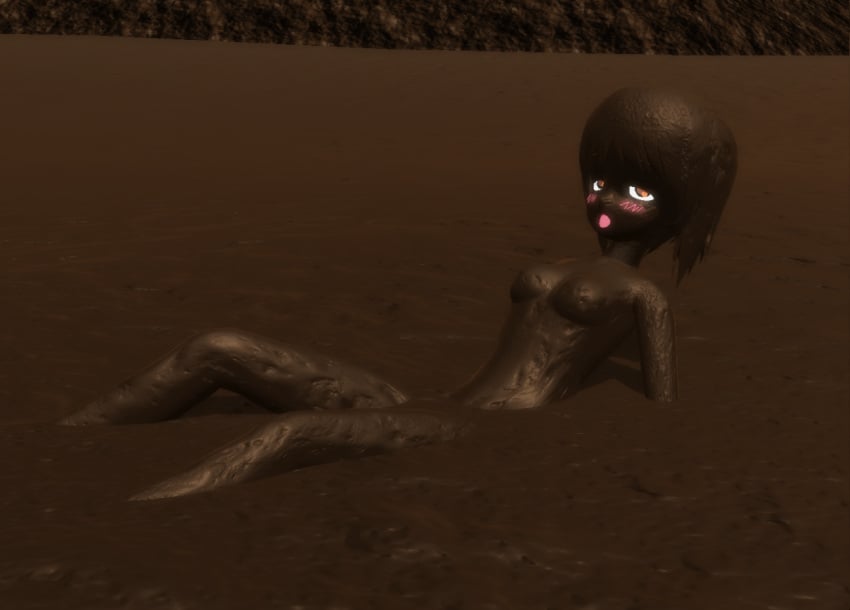 3d breasts completely_covered_in_mud covered_in_mud dirty dirty_girl female girls_und_panzer jeremyfangirl42 mud muddy naked nishizumi_miho nude solo