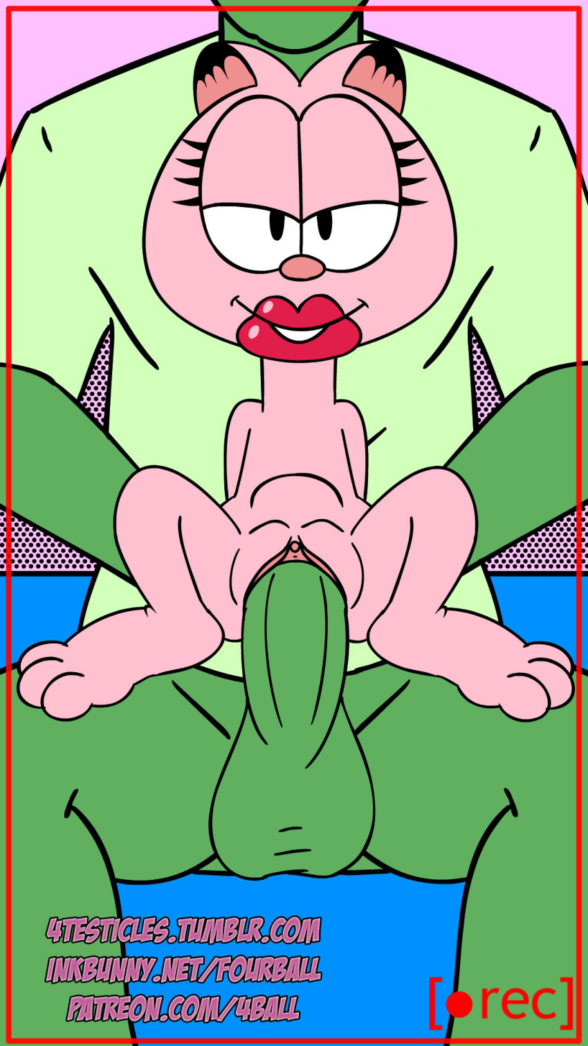 2018 animated anthro arlene_(garfield) balls duo erection feline female fourball fur garfield_(series) hi_res male mammal nude penetration penis pussy sex size_difference smile straight vaginal_penetration