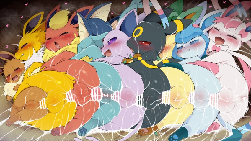 1futa 6+boys @_@ ahe_gao all_nine_eeveelutions anal aroused ass blush censored clenched_teeth closed_eyes cum cum_in_ass cum_inside dagasi eevee eeveelution espeon evolutionary_line feral feral_on_feral flareon gay gay_sex glaceon group_sex heart heart-shaped_pupils highres jolteon leafeon love_train male multiple_boys nintendo no_humans open_mouth perineum pokemon pokemon_(species) sylveon symbol-shaped_pupils tears teeth type_advantage umbreon vaporeon