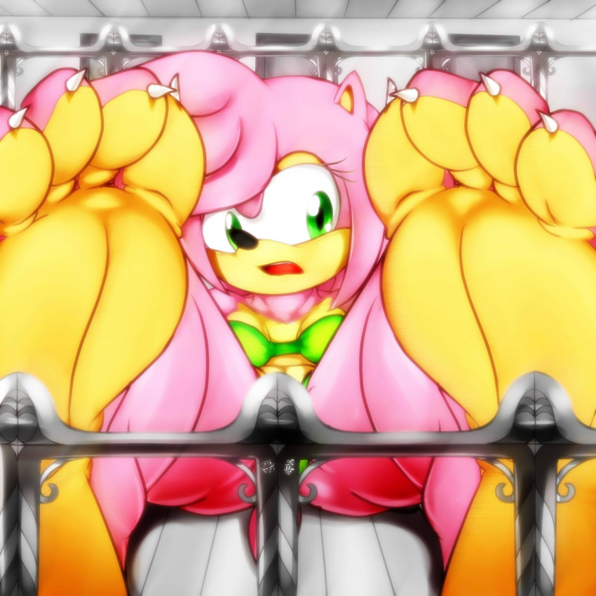 1girls 4_toes amy_rose anthro ass bare_shoulders bed bikini bra breasts claws close-up clothed feet female female_only foot_fetish furry green_bikini green_eyes green_swimsuit hedgehog looking_away on_back pink_fur pink_hair sega short_hair solo sonic_(series) sonic_the_hedgehog_(series) swimsuit tail toes xptzstudios