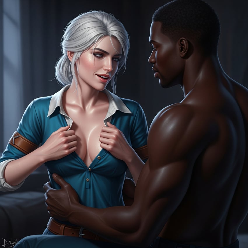 ai_generated ciri dark-skinned_male dressing the_witcher_3:_wild_hunt