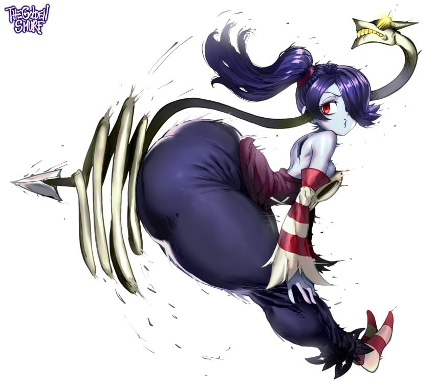 1girls butt_attack dat_ass dress female huge_ass leviathan_(skullgirls) skullgirls squigly tagme thegoldensmurf thick_thighs tight_dress zombie_girl