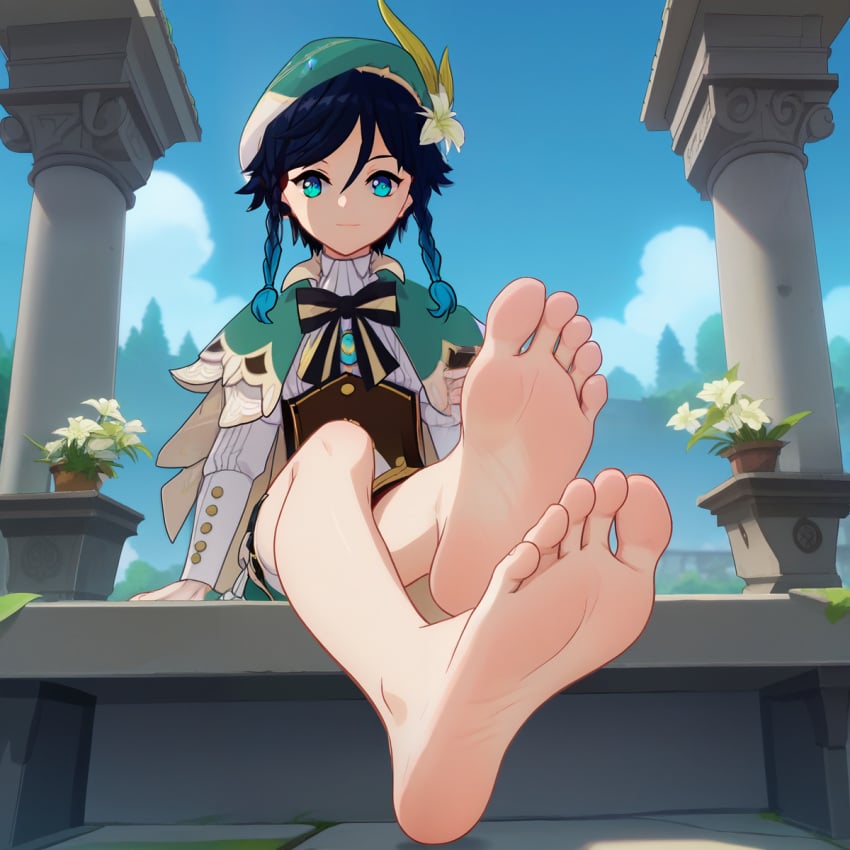 1femboy boy feet femboy foot_fetish gay genshin_impact venti_(genshin_impact)