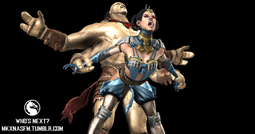3d 4_arms big_dom_small_sub clothed female goro kitana larger_male male mortal_kombat multi_arm multi_limb sex size_difference smaller_female