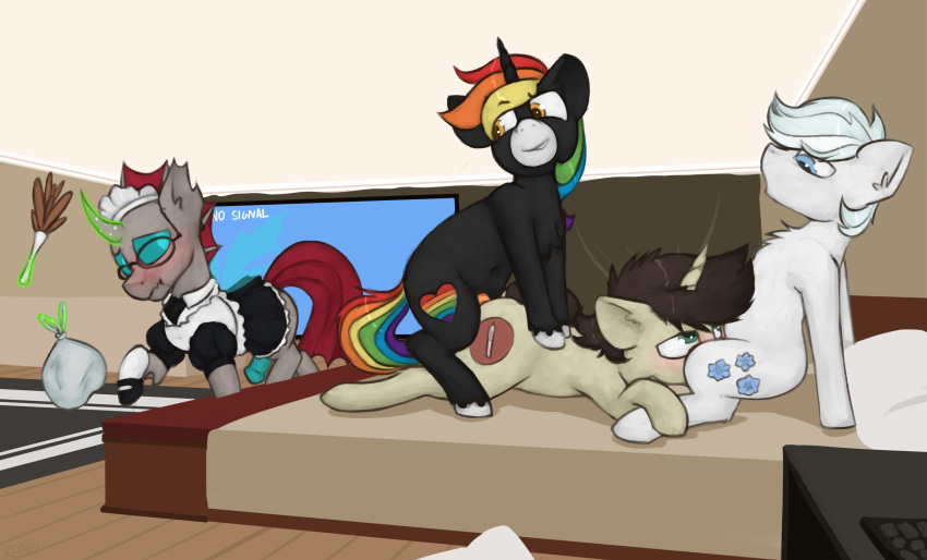 anal changeling clothed clothing cloudburst crossdressing cuckold double_diamond_(mlp) equine fan_character horn horse maid_uniform male mammal marsminer my_little_pony oral pone_keith pony rainbow_heart unicorn uniform yaoi