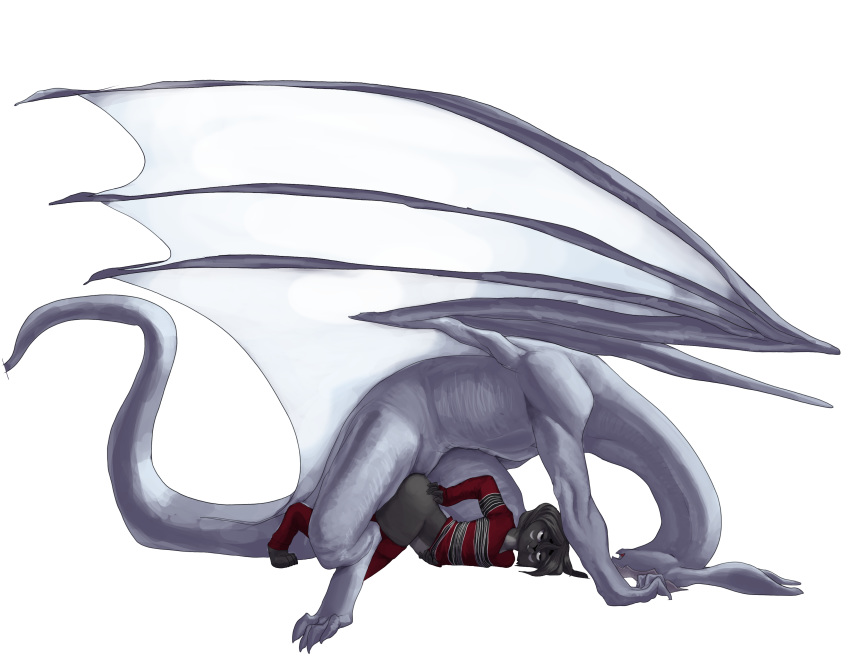 anal anthro anthro_on_feral big_dom_small_sub clothing dragon duo feline feral feral_penetrating_anthro girly laco legwear male male_on_feral mammal membranous_wings panther rook_(greyrook) sex size_difference thigh_highs ventox wings yaoi zoophilia