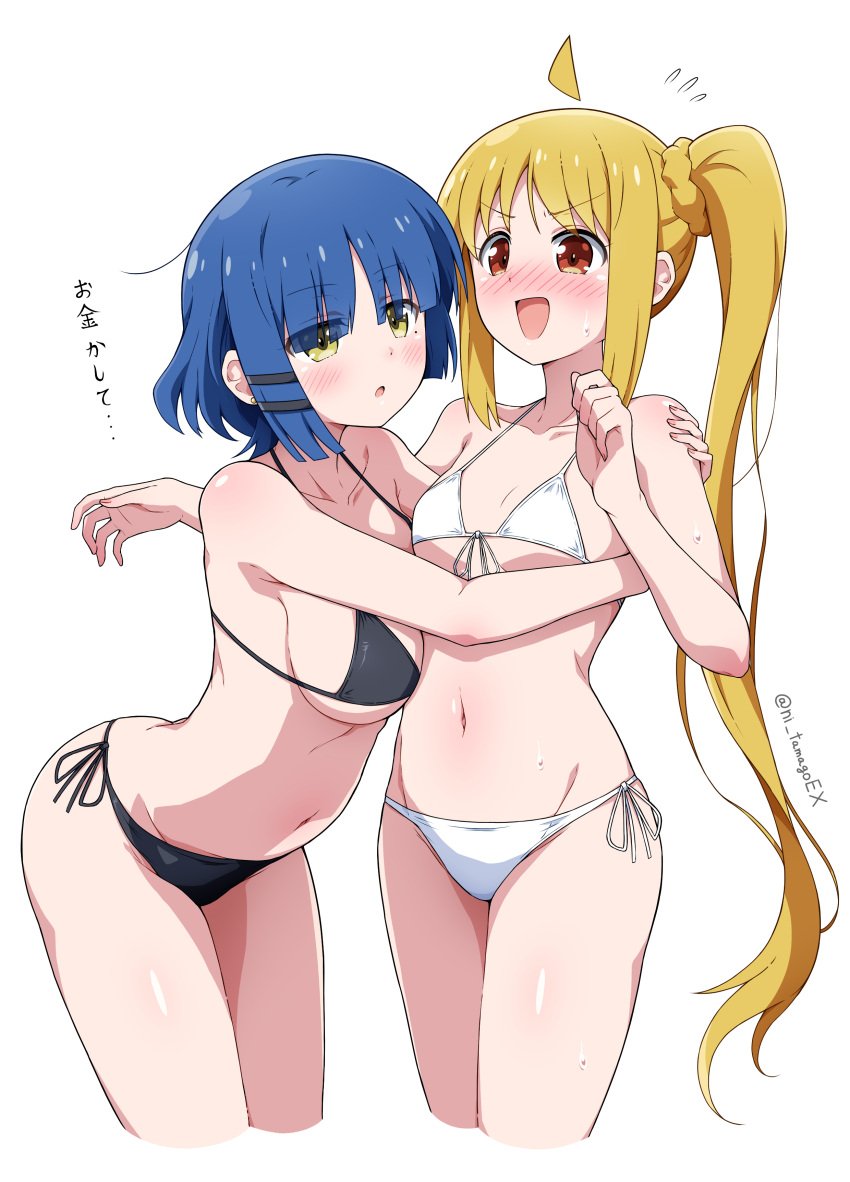 1girls :o absurd_res absurdres ahoge arms_around_neck arms_around_partner arms_around_shoulders arms_around_torso ass bare_armpits bare_arms bare_belly bare_chest bare_hands bare_hips bare_legs bare_midriff bare_navel bare_shoulders bare_skin bare_thighs bare_torso belly belly_button bikini bikini_bottom bikini_only bikini_top black_bikini black_bikini_bottom black_bikini_only black_bikini_top black_string_bikini black_swimsuit black_swimwear blonde_female blonde_hair blonde_hair_female blue_eyebrows blue_hair blue_hair_female blush blush_lines blushing_female bocchi_the_rock! breasts cleavage collarbone dialogue dialogue_box dialogue_bubble dot_nose eggman_(pixiv28975023) elbows embarrassed embarrassed_female eyebrows_visible_through_hair female female_focus female_only fingernails fingers flat_belly flat_chest flat_chested front-tie_bikini front-tie_bikini_top green_eyes green_eyes_female groin hairpin half_naked happy high_resolution high_school_student highres hourglass_figure ijichi_nijika japanese_text kessoku_band leaning_forward legs legs_together light-skinned_female light_skin lips long_hair medium_breasts medium_hair mole mole_under_eye nail nail_polish navel nervous nervous_expression nervous_face nervous_female nervous_smile open_mouth open_mouth_smile orange_eyes orange_eyes_female parted_lips petite petite_body petite_breasts petite_female petite_girl pink_fingernails pink_nail pink_nail_polish ponytail pussy school_girl school_girls short_hair shoulders shy shy_expression shy_smile side-tie_bikini side_ponytail sideboob simple_background skinny skinny_female skinny_girl skinny_waist slender_body slender_waist slim_girl slim_waist small_breasts solo standing string_bikini sweat sweatdrop sweating sweaty sweaty_arms sweaty_belly sweaty_body sweaty_breasts sweaty_face sweaty_legs sweaty_thighs swimsuit swimwear teen_girl teenage_girl teenage_girls teenager text text_box text_bubble thick_ass thick_thighs thighs thin_waist tongue translation_request upper_body v-line white_background white_bikini white_bikini_bottom white_bikini_only white_bikini_top white_string_bikini white_swimsuit white_swimwear wide_hips yamada_ryou