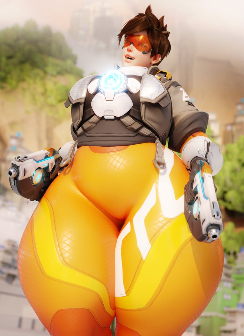 1girls 3d ass big_ass bottom_heavy brown_hair chubby chubby_female coolmaster98 fat_ass female female_only fully_clothed giant_ass gigantic_ass huge_ass huge_thighs massive_thighs overwatch overwatch_2 smile solo spandex thick_ass thick_thighs tight_clothing tracer wide_hips