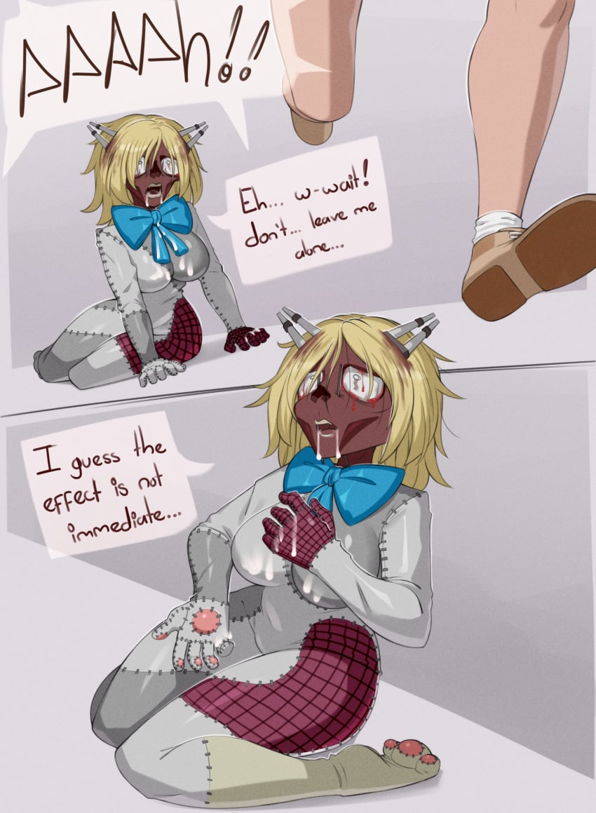 absurd_res anthro blonde_hair blue_bow bodily_fluids breasts corpse cum cum_in_mouth cum_inside cum_on_body cum_on_breasts dark duo female five_nights_at_freddy's five_nights_at_freddy's:_security_breach genital_fluids gore hair hi_res horror_(theme) human humanoid lagomorph leporid male male/female mammal partial_male rabbit scottgames springlock_suit steel_wool_studios teratophilia vanessa_(fnaf) vanny_(fnaf) white_sclera zexlynk