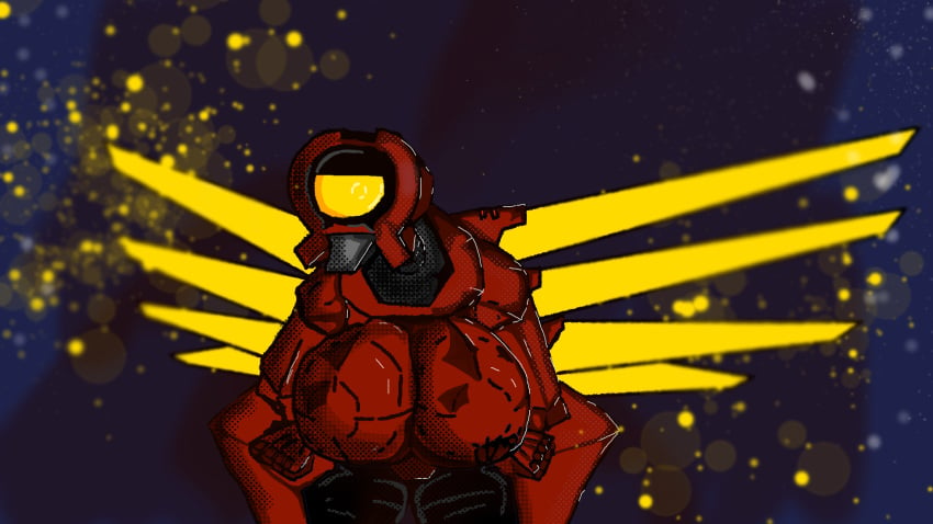 1girls 1robot 1robot_girl big_ass big_breasts big_thighs fanart hands_under_breasts metallic_body red_armor red_body robot_girl ultrakill v2_(ultrakill) villainess wings yellow_eye yellow_wings