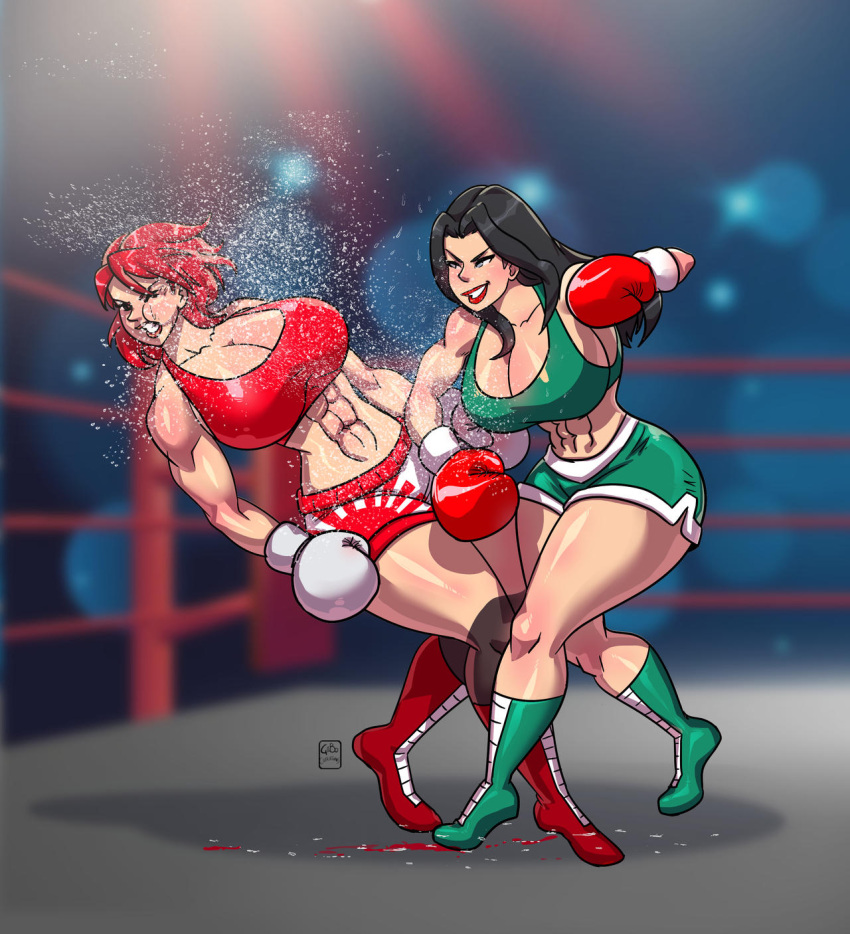 2girls abs ass big_ass big_breasts big_thighs boxing boxing_gloves boxing_ring breasts bust busty chest curvaceous curvy curvy_figure digital_media_(artwork) female female_focus fighting_ring gabocaricaturas gloves hips hourglass_figure huge_ass huge_breasts huge_thighs large_ass large_breasts large_thighs legs light-skinned_female light_skin lipstick mature mature_female muscular original original_character original_characters red_boxing_gloves red_gloves red_lipstick slim_waist thick thick_hips thick_legs thick_thighs thighs voluptuous voluptuous_female waist white_boxing_gloves white_gloves wide_ass wide_hips wide_thighs