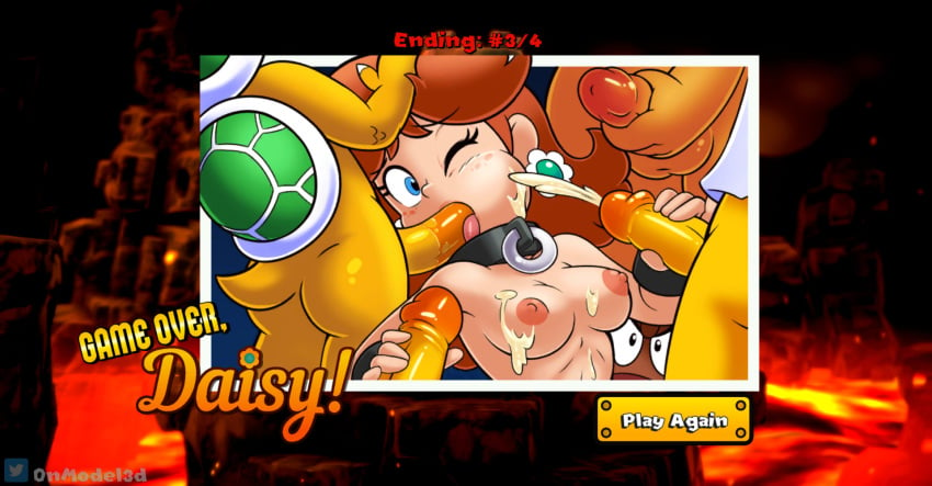 1girl4boys 4boys1girl auburn_hair blowjob breasts breasts_out captured closed_eye cum cum_on_breasts cum_on_face cumshot earrings ending female game_over gangrape goomba hammer_bro hammer_bros. handjob koopa koopa_troopa magikoopa mario_(series) masturbating masturbation multiple_boys multiple_handjob onmodel3d princess_daisy rape screenshot super_mario_bros. tongue