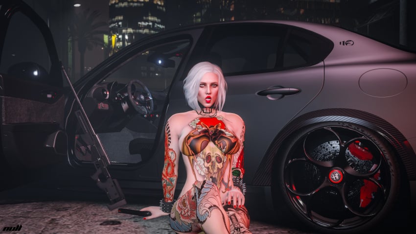 1girls ass ass blue_eyes breasts breasts breasts car city female flossie_grey grand_theft_auto grand_theft_auto_online grand_theft_auto_v gun legs masturbation naked naked_female night nipples nopixel nude nude_female nullinvoid on_floor pistol pussy sitting sniper tattoo tattoo_on_arm tattoo_on_back tattoo_on_belly tattoo_on_chest tattoo_on_legs tattooed_arm tattoos thick_ass thick_butt thighs white_hair