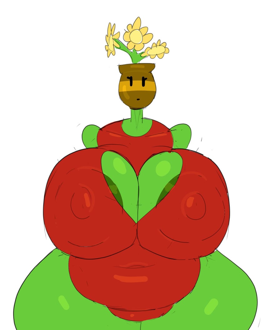 ass_bigger_than_head big_ass big_breasts boob_window breasts_bigger_than_head clothed dudetherealest_(artist) female female_only flower flowerpot huge_ass huge_breasts nipples_visible_through_clothing no_bra oc plant plant_girl sideass