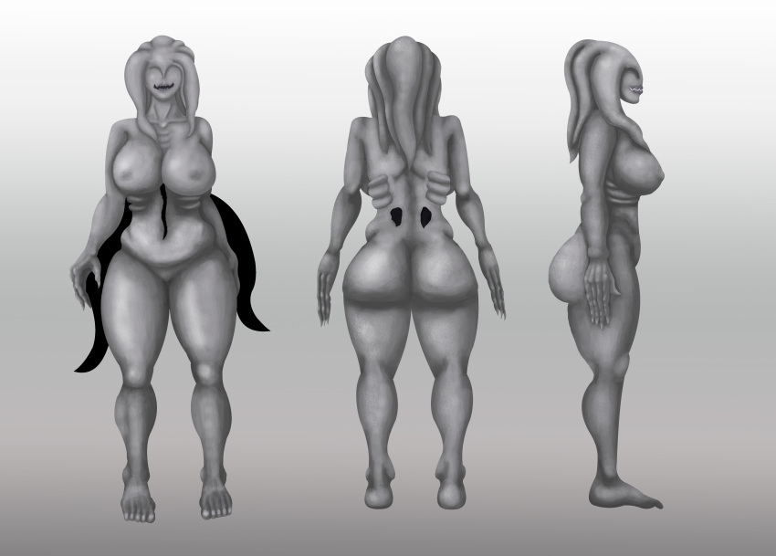 big_ass big_breasts breasts demon dyrafti grey_skin oc silence thick_thighs wide_hips