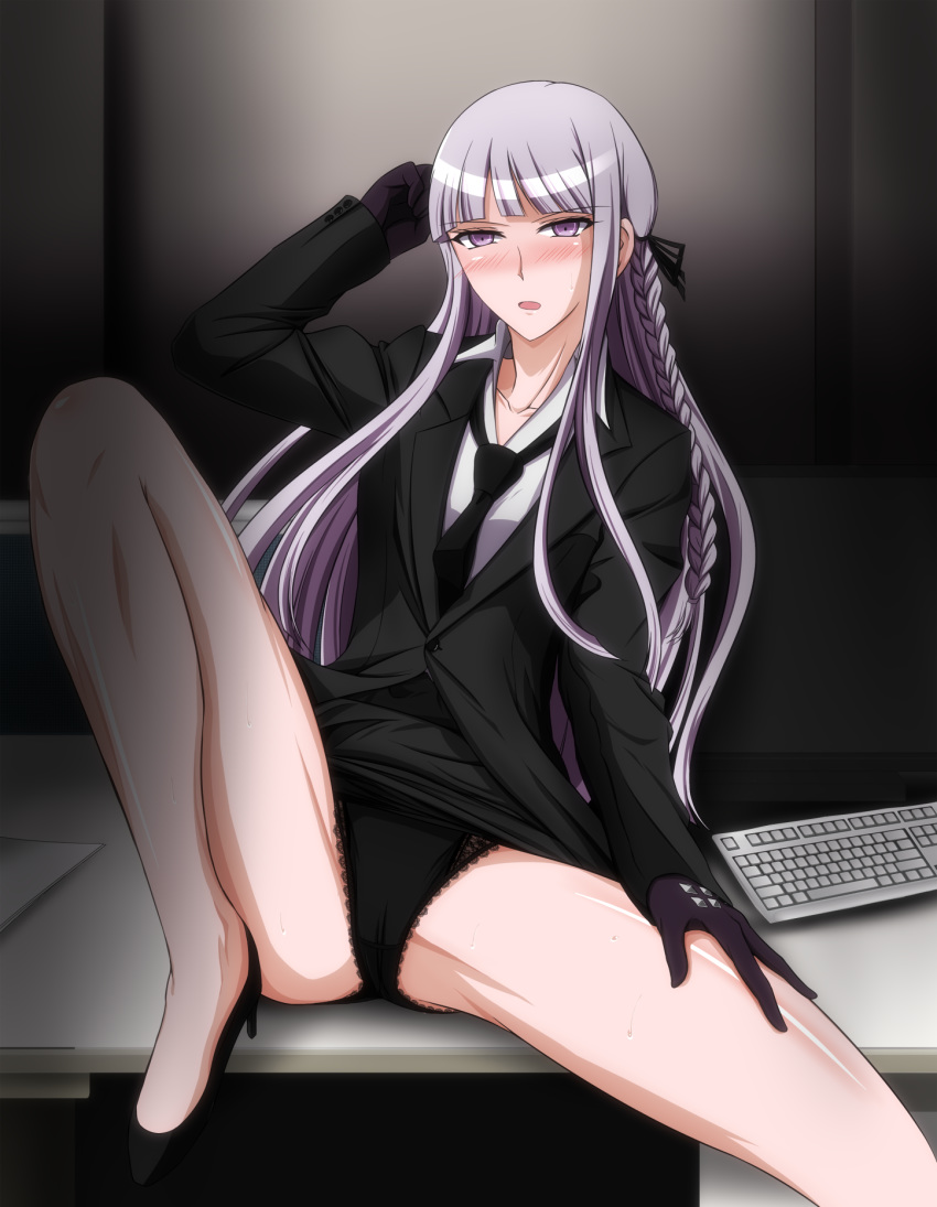 1girls censored danganronpa female female_only kirigiri_kyouko long_hair makiri_akira purple_eyes solo straight_hair tagme