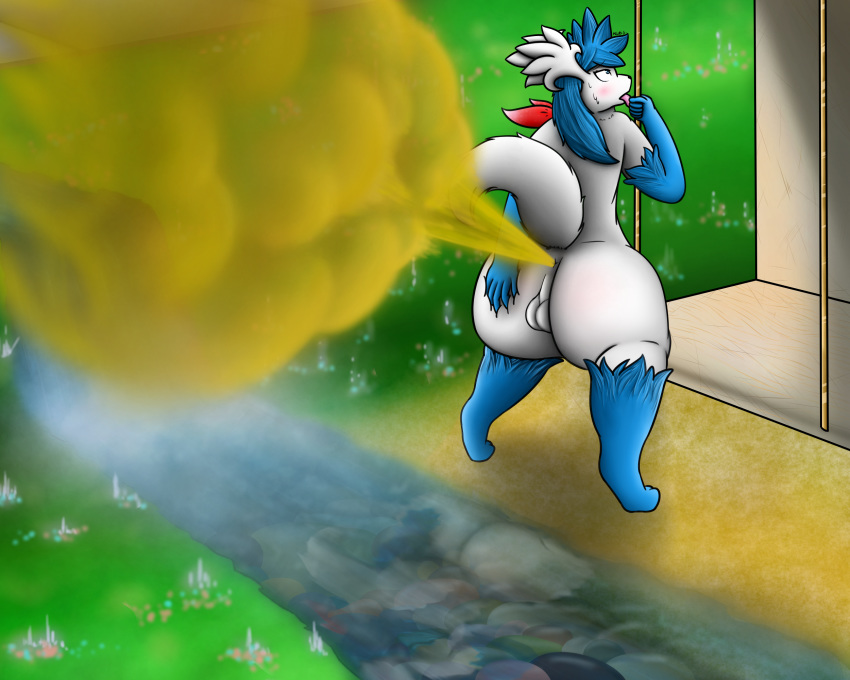 anthro fart johnny kitscat legendary_pokemon male nintendo pokémon_(species) pokemon pokemon_(species) shaymin video_games