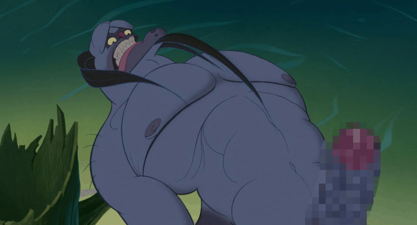 animasanimus animated arched_back black_hair blue_body censored centaur clenching clenching_teeth cumshot disney edit erection from_below goatee hercules_(disney) long_hair male male_only monster muscles nessus nipples orgasm penis pixelated pointless_censoring screenshot screenshot_edit sharp_teeth solo taur