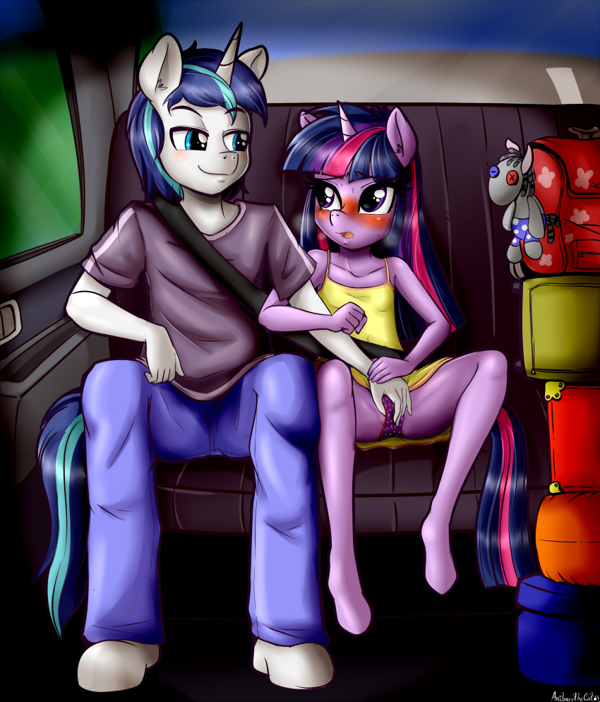 2018 absurd_res anibaruthecat anthro blue_hair brother brother_and_sister clothed clothing dialogue duo english_text equine female friendship_is_magic hair hi_res horn incest long_hair male mammal molestation multicolored_hair my_little_pony open_mouth panties purple_eyes shining_armor_(mlp) shirt sibling sister sitting smartypants_(mlp) sweat text twilight_sparkle_(mlp) two_tone_hair underwear unicorn wet_panties young