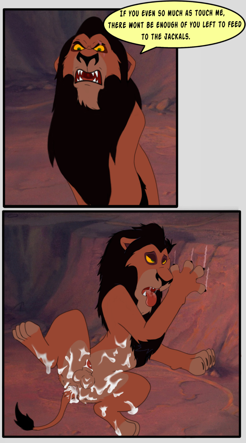 after_sex alternate_version_available ass cum cum_in_ass cum_inside cum_on_ass cum_on_stomach disney drooling feline feral gaping lion male male_only mammal saliva scar scar_(the_lion_king) solo the_lion_king theoryofstrings tongue tongue_out