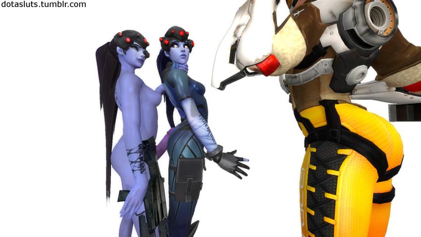 1futa 2girls 3d anal ass dotasluts futa_on_female futanari intersex overwatch questionable_consent selfcest tracer widowmaker