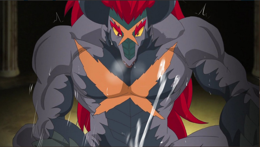 anthro batzz_(buddyfight) bna_v5 buddyfight cum dragon edit male male_only scalie screenshot screenshot_edit solo yellow_eyes