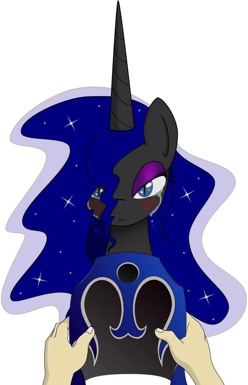 crying female helmet my_little_pony nightmare_moon princess_luna_(mlp) seii3 tears zev