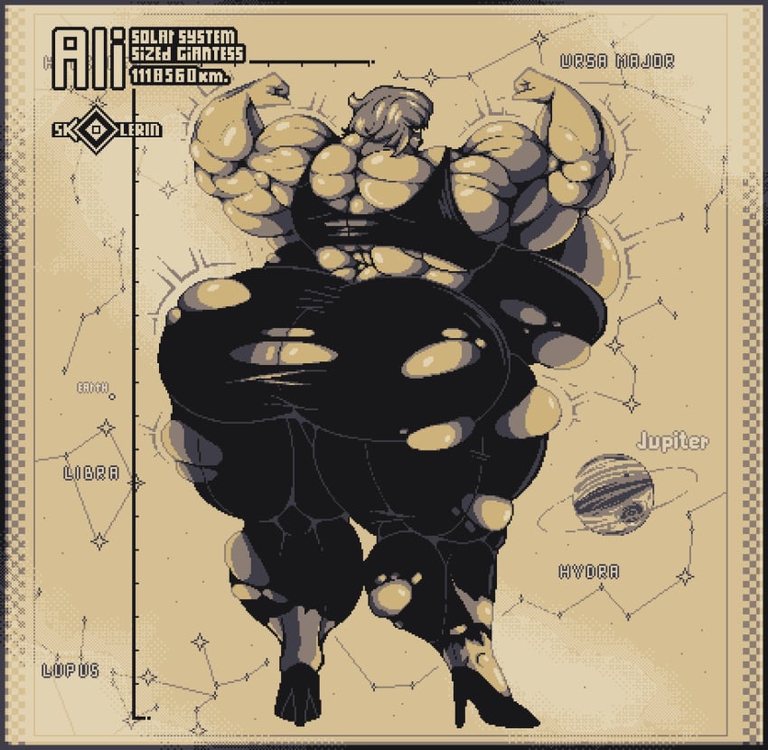 big_ass big_breasts breast_expansion breasts breasts_bigger_than_head female flexing giantess huge_ass huge_breasts hyper_ass hyper_breasts hyper_butt hyper_muscles map muscle_growth muscular muscular_female outgrowing_clothes outgrowing_earth piercing pixel_art ripped_clothing skolerin space