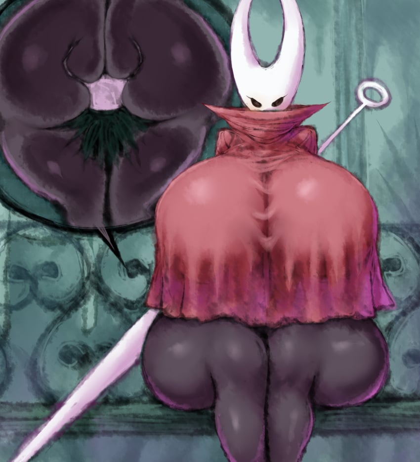 2b-ge 2b213 anthro arthropod ass big_ass big_breasts black_body black_legs blush breasts clothing curvy_figure dress duo eyelashes facesitting female glistening glistening_body green_background hi_res highres hollow_knight hornet_(hollow_knight) huge_breasts hyper hyper_breasts incest_(lore) male male/female melee_weapon pov red_clothing red_dress simple_background squished standing steam sword sword_on_back team_cherry the_knight_(hollow_knight) thick_thighs underneath voluptuous weapon white_head wide_ass wide_hips