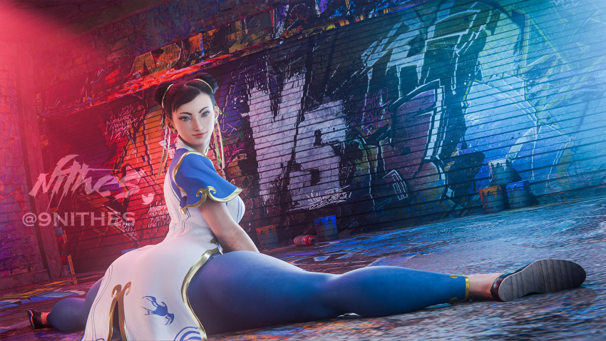 3d bubble_ass bubble_butt chun-li chun-li_(street_fighter_6) dat_ass huge_ass looking_at_viewer nithes paag splits street_fighter street_fighter_6