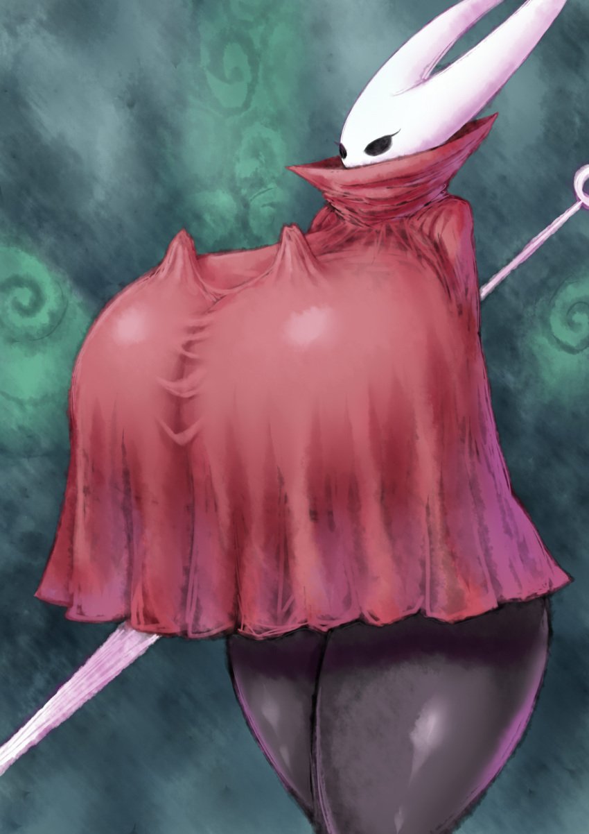 1girls 2b-ge 2b213 anthro arthropod between_breasts big_breasts black_body black_legs blush breasts clothing curvy_figure dress duo eyelashes female glistening glistening_body green_background hi_res hidden_sex highres hollow_knight hornet_(hollow_knight) huge_breasts hyper hyper_breasts incest_(lore) inside_clothing male male/female melee_weapon red_clothing red_dress sharing_clothing simple_background squished squished_between_breasts standing steam sword sword_on_back team_cherry the_knight_(hollow_knight) thick_thighs voluptuous weapon white_head wide_hips