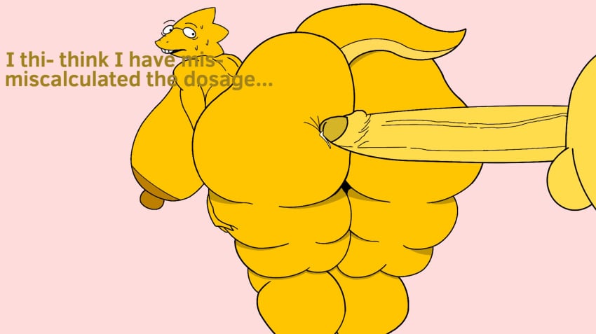 1boy 1girls alphys big_nipples bottom_heavy completely_nude dialogue edit english_text female_focus frisk glasses hand_on_thigh huge_ass huge_balls huge_breasts huge_cock larger_female looking_back nut-master nut-master_(artist) penis_on_ass precum shaded simple_background size_difference smaller_male sweat tail tasteofchoklit tasteofchoklit_(edit) undertale