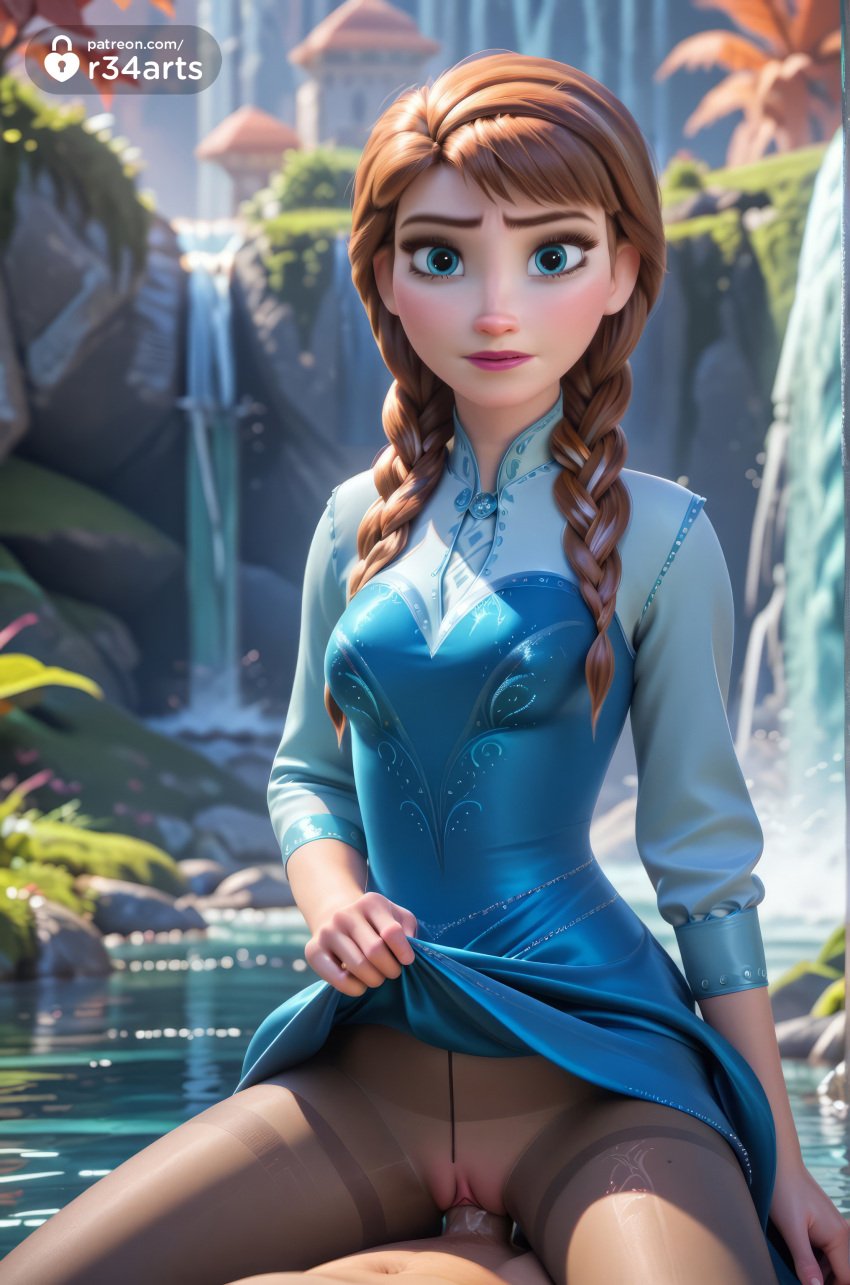 1boy 1boy1girl 1girls ai_generated anna_(frozen) artist_name blue_dress blue_eyes blurry braid breasts brown_hair clothed_female_nude_male clothes_lift cowgirl_position cowgirl_position disney disney_princess dress dress_lift eyeshadow freckles frozen frozen_(film) frozen_2 hair_over_shoulder hi_res lifted_by_self lips lipstick long_hair looking_at_viewer makeup no_panties nude orange_hair outdoors pantyhose penis pov pussy r34arts see-through sex solo_focus straddling straight thighband_pantyhose torn_clothes torn_pantyhose tree twin_braids uncensored vaginal_penetration vaginal_penetration vaginal_sex water watermark