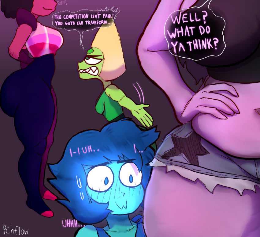 4girls amethyst_(steven_universe) ass big_ass bubble_butt dat_ass dialogue fat_ass female female_only garnet_(steven_universe) gem_(species) huge_ass lapis_lazuli_(steven_universe) large_ass peachiflow peridot_(steven_universe) png steven_universe text thick_ass thick_thighs wide_hips