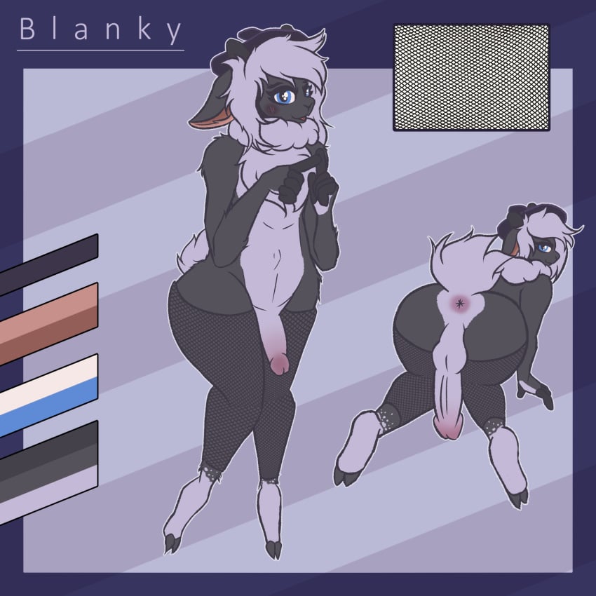 2025 5_fingers all_fours anthro anus ass balls bent_over beret big_butt black_fingers blanky_(blankyart) blankyart blue_eyes blush bovid caprine clothing digital_media_(artwork) ears_down erection femboy fingers fishnet_clothing fluffy fluffy_tail front_view fur genitals grey_body grey_fur hair hat headgear headwear hi_res hooves index_to_index long_hair looking_at_viewer male mammal model_sheet multicolored_body neck_tuft nude open_mouth penis pivoted_ears rear_view sheep shy smile solo standing tail thick_thighs tuft two_tone_body wide_hips