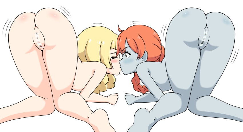 aged_up blue_body blue_skin kissing lillie_(pokemon) nude nude_female pokemon pokemon_usm pussy ultra_recon_squad yuri zossie_(pokemon)