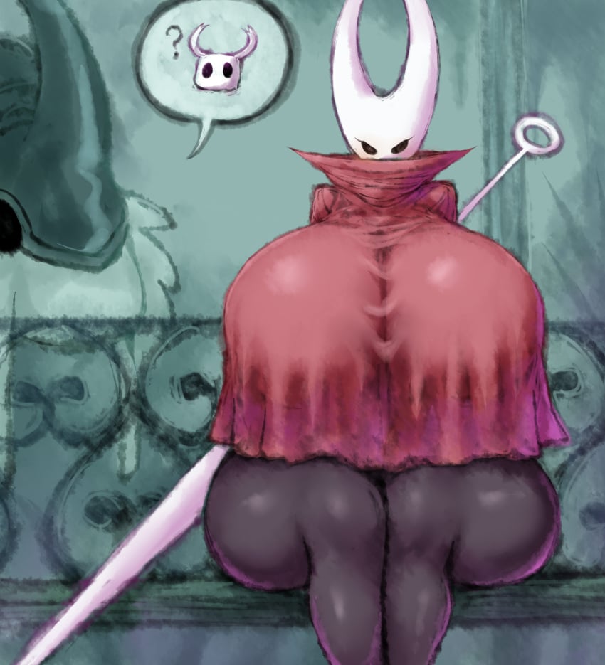 2b-ge 2b213 anthro arthropod ass big_ass big_breasts black_body black_legs blush breasts clothing curvy_figure dress duo eyelashes facesitting female glistening glistening_body green_background hi_res highres hollow_knight hornet_(hollow_knight) huge_breasts hyper hyper_breasts incest_(lore) male male/female melee_weapon pov red_clothing red_dress simple_background squished standing steam sword sword_on_back team_cherry the_knight_(hollow_knight) thick_thighs underneath voluptuous weapon white_head wide_ass wide_hips