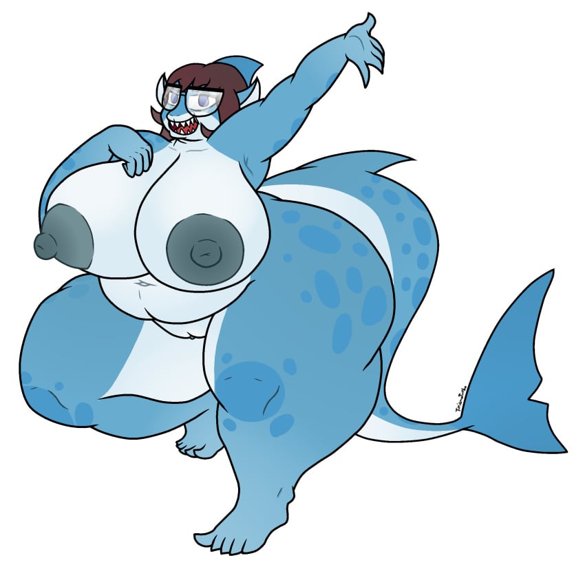 2017 5_fingers 5_toes alpha_channel anthro areola ass belly big_belly big_breasts big_butt blue_eyes blue_skin breasts brown_hair digital_media_(artwork) eyewear fangs female fish glasses hair huge_breasts huge_butt marine navel nipples nude obese overweight overweight_female pussy shark simple_background solo thick_thighs toes transparent_background turismoturbo voluptuous wide_hips wilma_(vdisco)