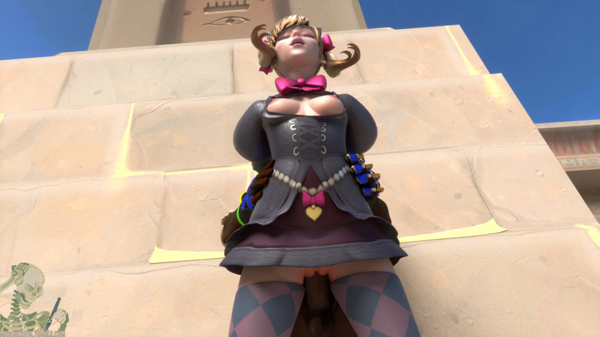 3d alternate_costume asian black_cat_d.va blender d.va dark-skinned_male dark_skin female interracial lúcio mrbonessfm necropolis_(map) overwatch overwatch_2 standing