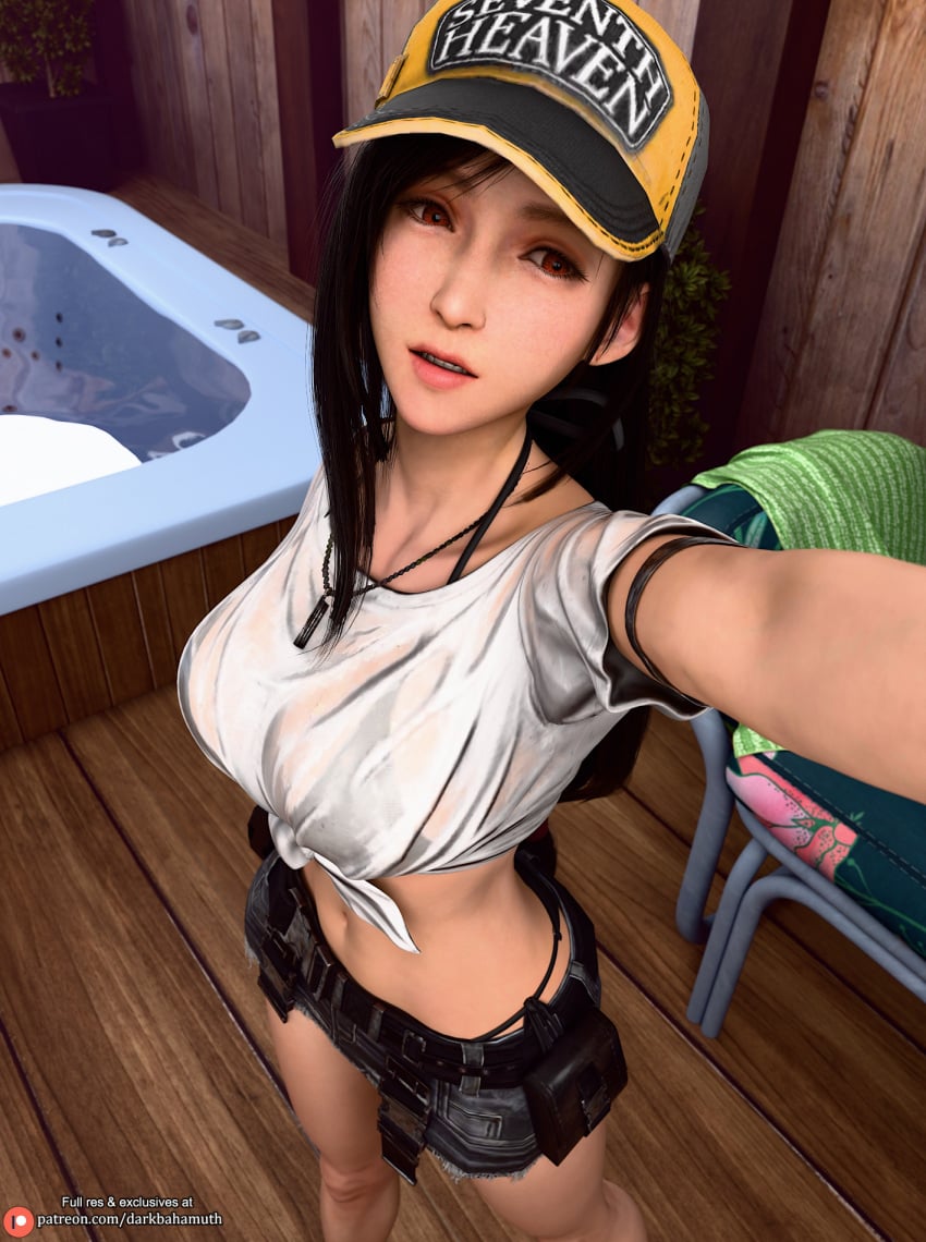 3d 3d_(artwork) bikini clothed darkbahamuth final_fantasy final_fantasy_vii pinup selfie sfw tifa_lockhart