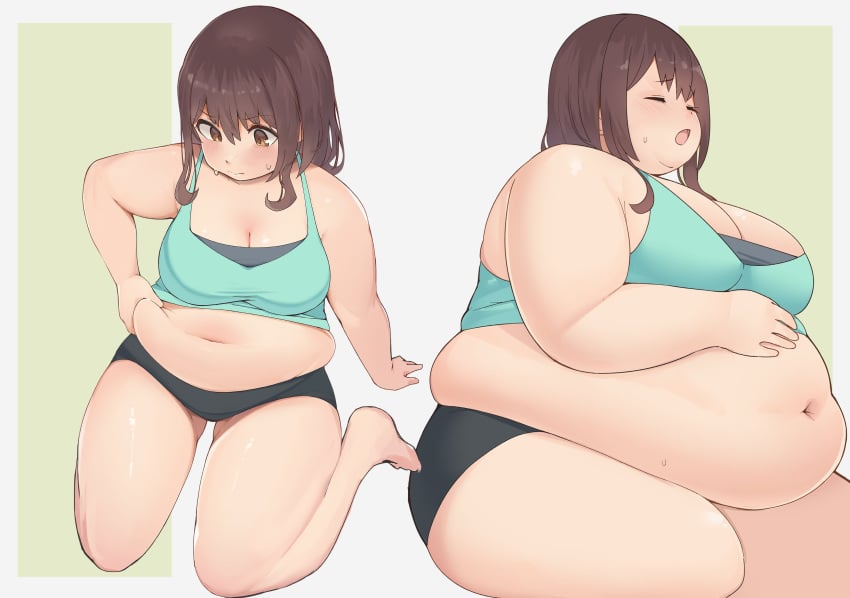 1girls 2024 absurd_res alternate_breast_size bbw belly breasts brown_eyes brown_hair chubby chubby_female female female_focus huge_belly huge_breasts matching_hair/eyes onehaunt overweight_female plump solo solo_female solo_focus thick_thighs thighs weight_gain