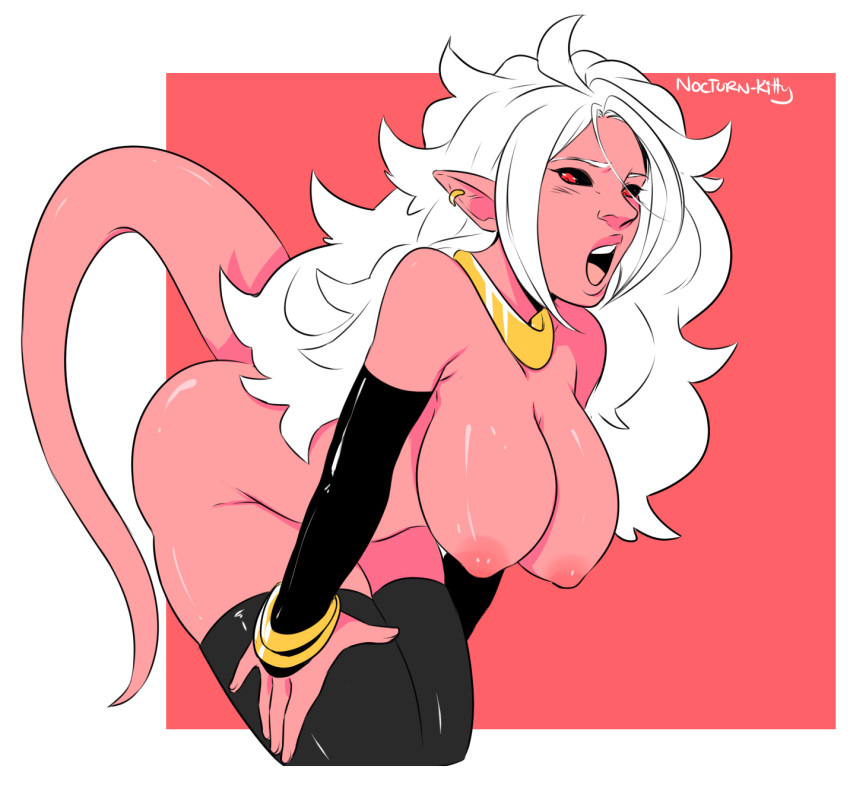 1girls 2010s android_21 black_sclera breasts dark_persona dragon_ball dragon_ball_fighterz female female_focus female_only humanoid long_hair majin majin_android_21 monster_girl nocturn-kitty pink_skin pointy_ears red_eyes tail white_hair