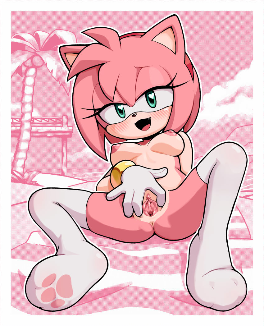 :d absurdres amy_rose areolae ass black_nose blush bracelet breasts bunguy cute_fang eyelashes fang female furry furry_female gloves gold_bracelet green_eyes hairband heart heart-shaped_pupils hedgehog highres legs legwear long_eyelashes looking_at_viewer medium_breasts nipples nude open_mouth outline paw_print pink_background pink_fur pink_hair pink_theme presenting pussy red_hairband seductive sega smile solo sonic_(series) sonic_the_hedgehog_(series) spread_legs spread_pussy symbol-shaped_pupils thighhighs white_border white_gloves white_legwear white_outline white_thighhighs