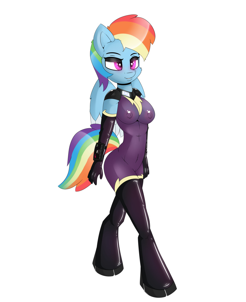 equine female friendship_is_magic horse mammal my_little_pony nipples pony rainbow_dash_(mlp) rubber straight_hair wings xorza