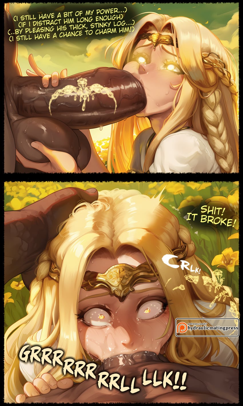 2026 2boys 2d 2koma absurd_res absurd_resolution absurdres ai_generated artist_name blonde_hair braid caressing_testicles circlet comic crying crying_with_eyes_open cum cum_in_mouth cum_overflow dark-skinned_male dark_penis dark_skin deepthroat elden_ring english_text erection fellatio flower glowing glowing_eyes hetero hi_res high_quality high_resolution highres huge_penis hydraulicmatingpress image instant_loss interracial irrumatio large_penis long_hair looking_at_viewer miquella netorare nude oral outdoors patreon patreon_logo patreon_username penis pov rolling_eyes saliva sky tarnished tears testicles uncensored uncensured veins veiny_penis watermark web_address wide-eyed yellow_eyes yellow_flower