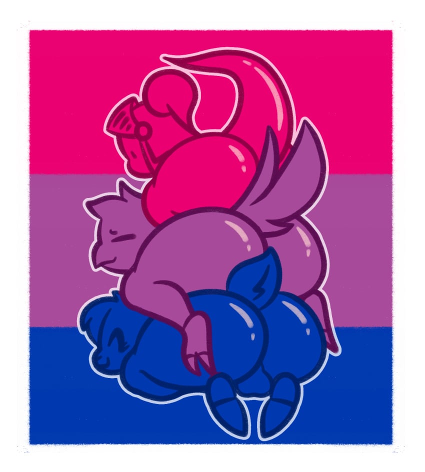 anthro avian backsack balls beak bird bisexual bisexual_pride_colors butt butt_stack corvid corvus_(genus) crow digital_drawing_(artwork) digital_media_(artwork) english_description eyes_closed female femboy genitals glistening glistening_butt group hi_res jasper_(stockingmiami) lagomorph leporid lgbt_pride lgbt_pride_month lizard lowkey_(stockingmiami) male mammal oscine passerine pride_color_flag pride_colors rabbit reptile scalie short_tail smile stocking_(stockingmiami) stockingmiami tail trio