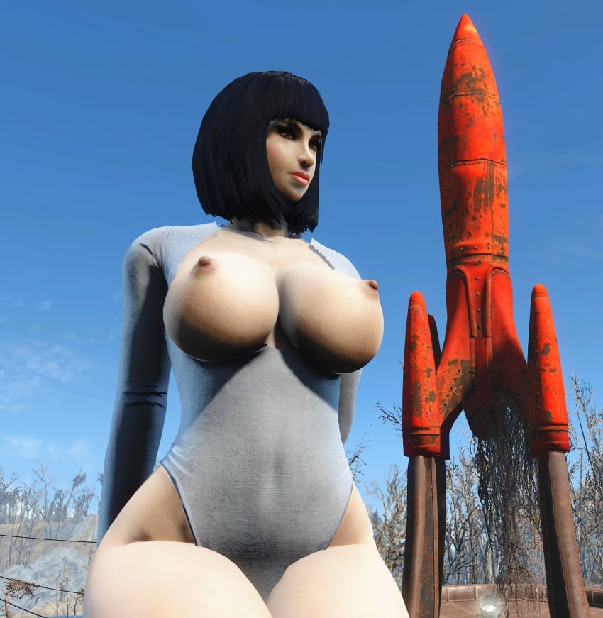 1girls 3d bethesda_softworks big_breasts black_hair breasts clothing fallout fallout_4 female female_only human leotard nipples pose short_hair thicc_doll_(wm_doll) wm_doll